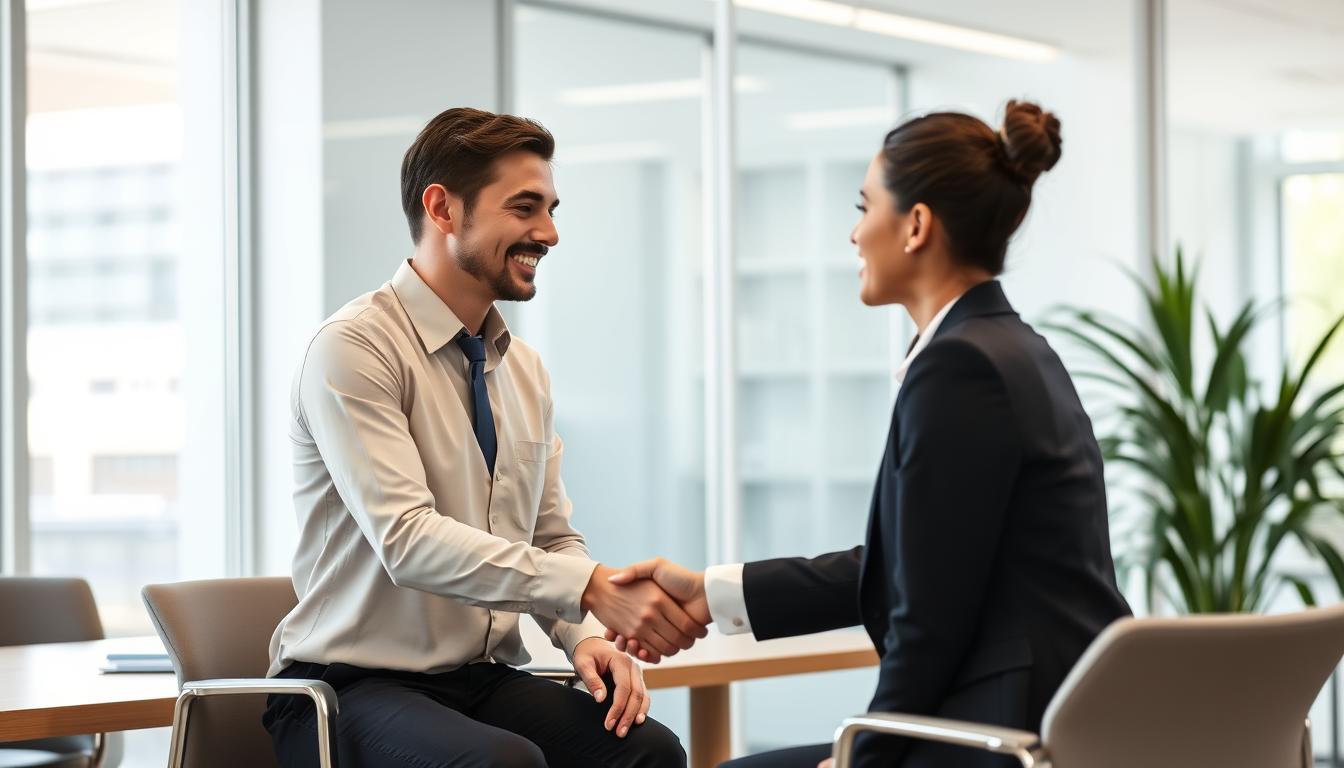 entrevista de trabajo en oficina en Espana