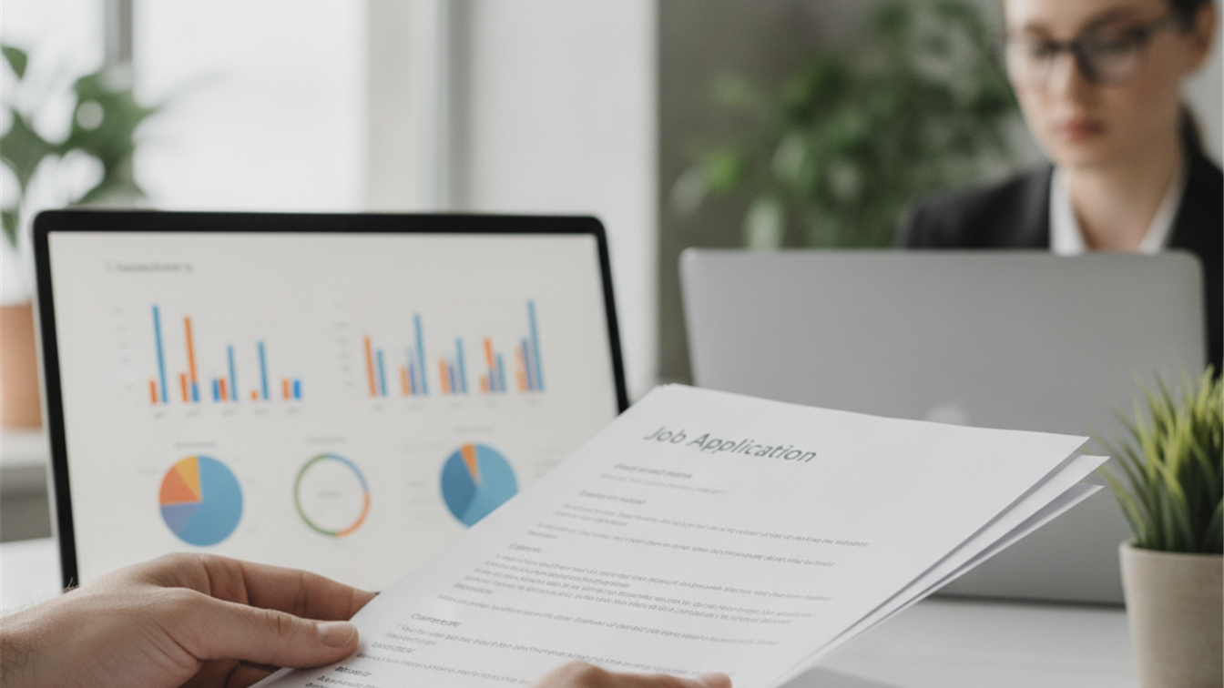 documentos de solicitud de empleo y pantalla de ofertas