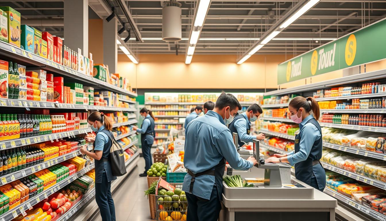 Empleados de supermercado trabajando en España
