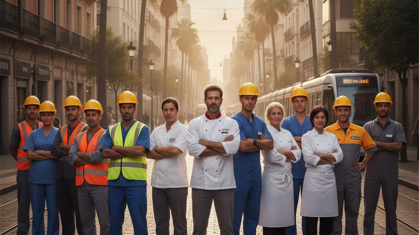 trabajadores en España listos para trabajar