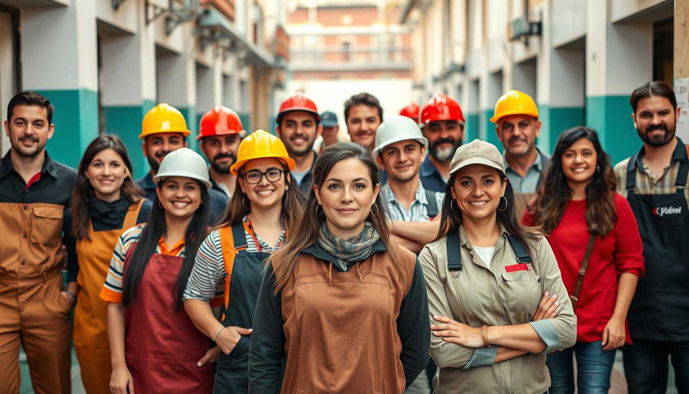 Trabajadores en España listos para trabajar