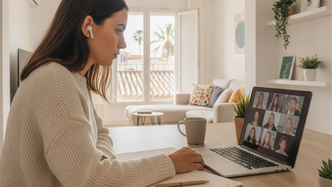 Profesional trabajando en remoto desde casa en España
