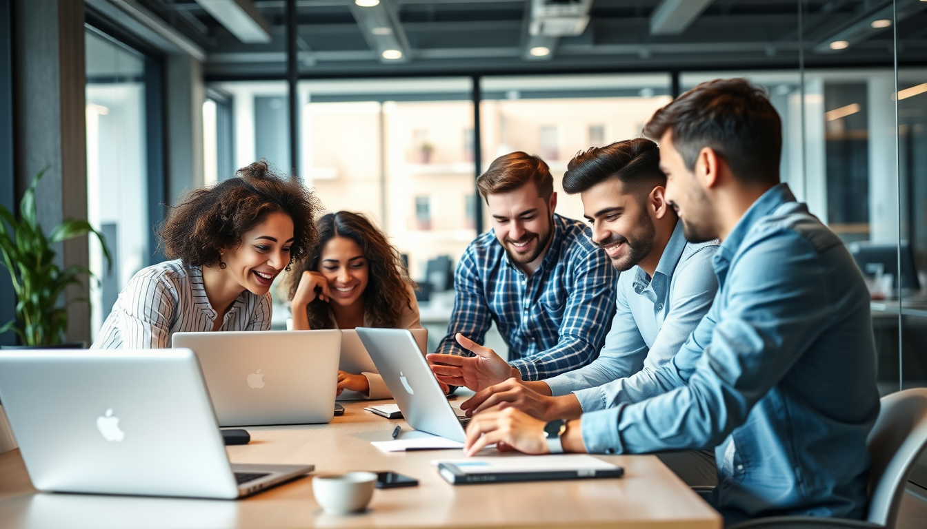 Profesionales trabajando en una oficina en Barcelona