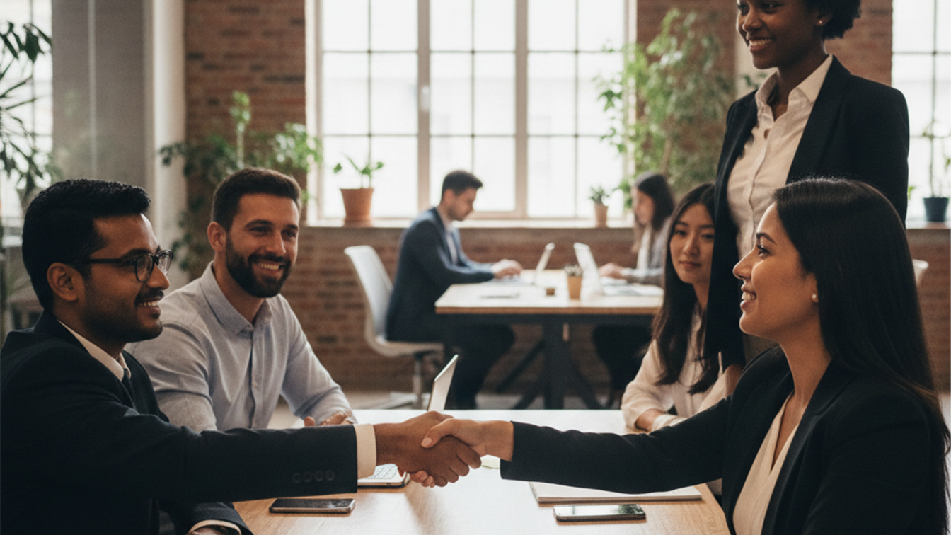 Entrevista de trabajo en oficina de Madrid