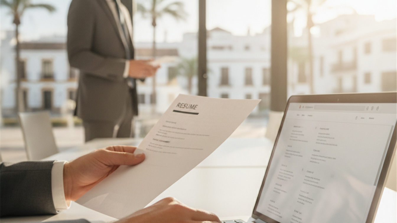 Persona buscando ofertas de empleo en Malaga desde su portatil