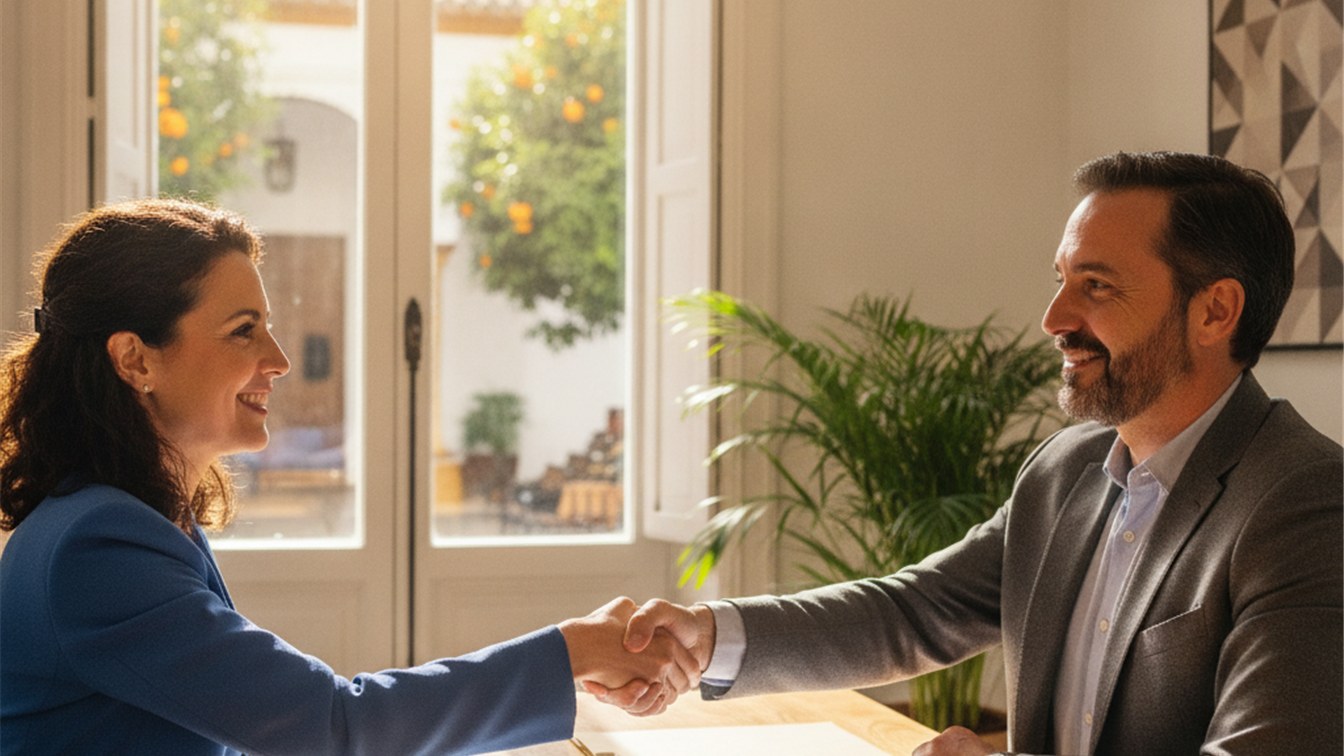 entrevista de trabajo en oficina en Sevilla