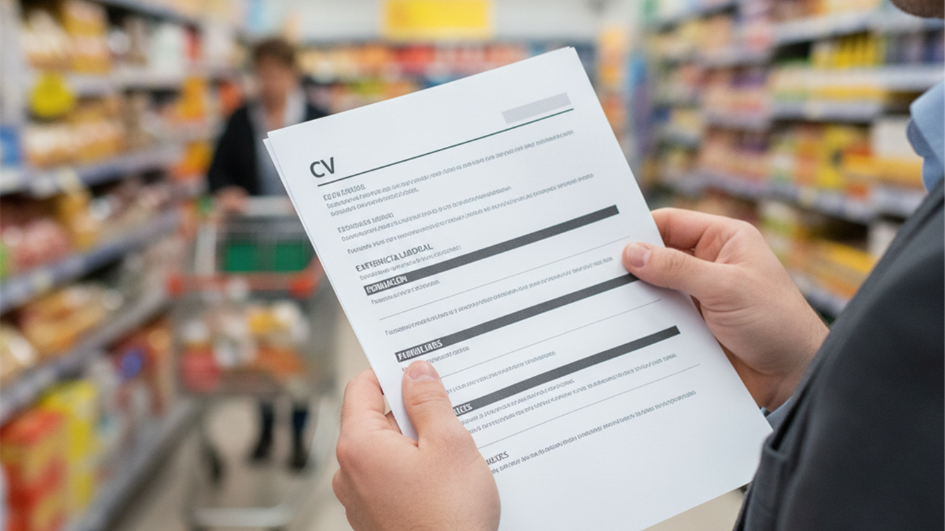 Persona revisando CV para solicitar empleo en Carrefour España