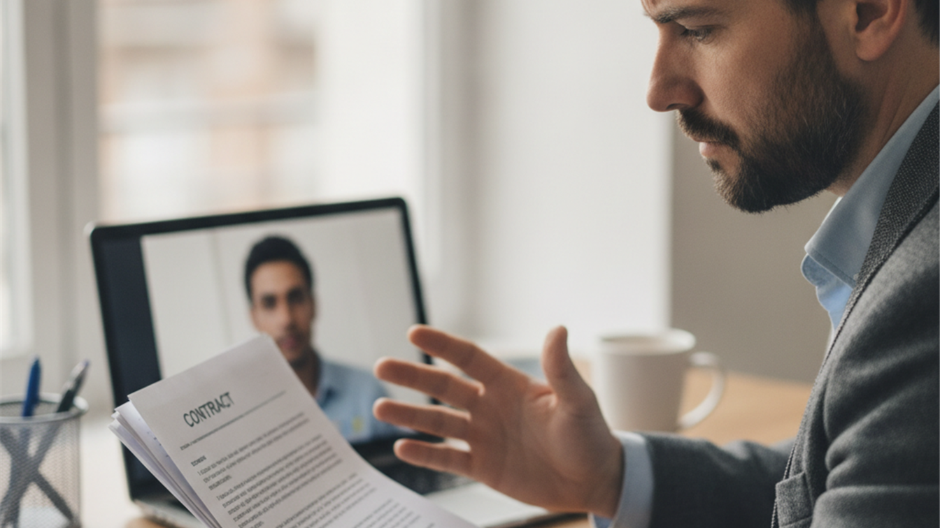 Persona revisando documentos de empleo en Espana