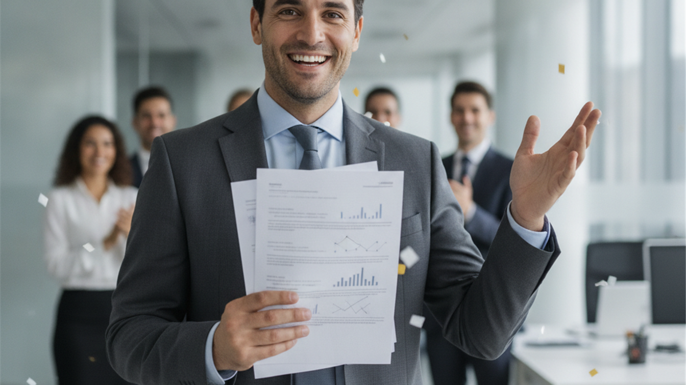persona con documentos de empleo en oficina