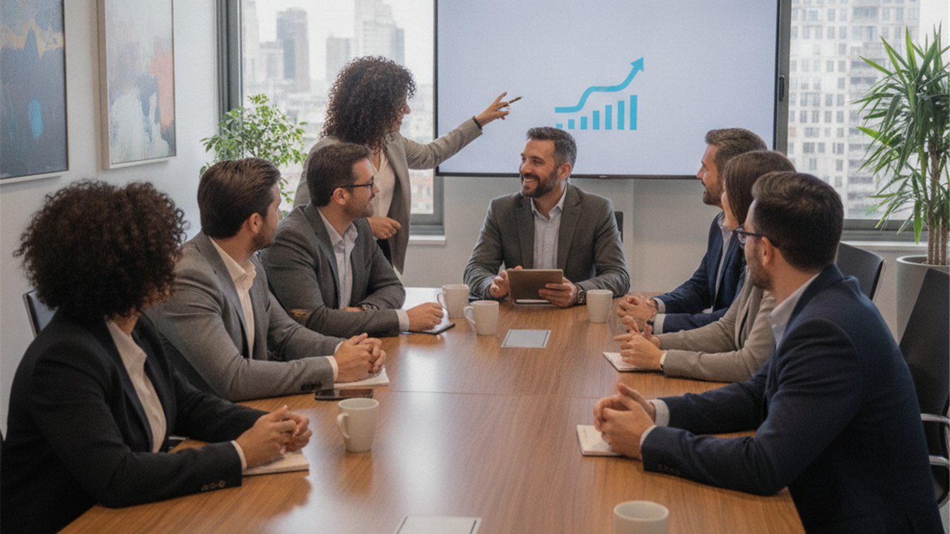 Profesionales españoles en reunión de trabajo, empleo agosto 2026