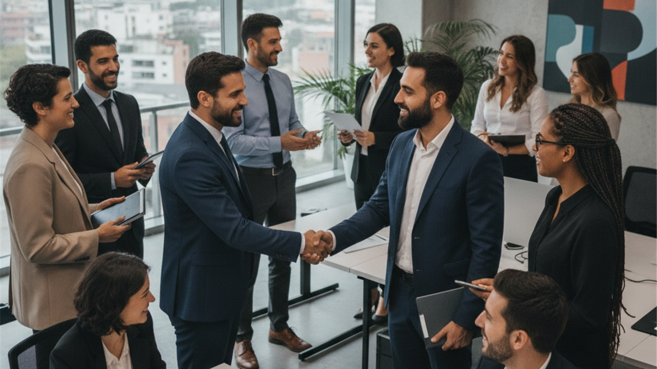 Profesionales en entrevista de trabajo en España agosto 2026