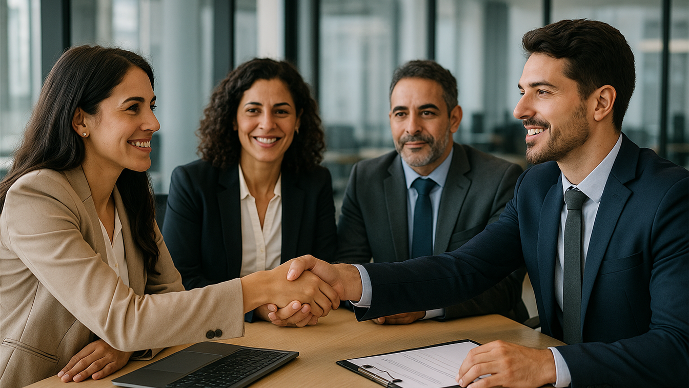 Profesionales en entrevista de trabajo en empresa española