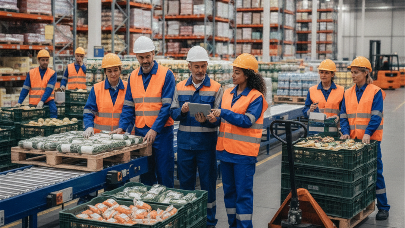 trabajadores en centro logistico España