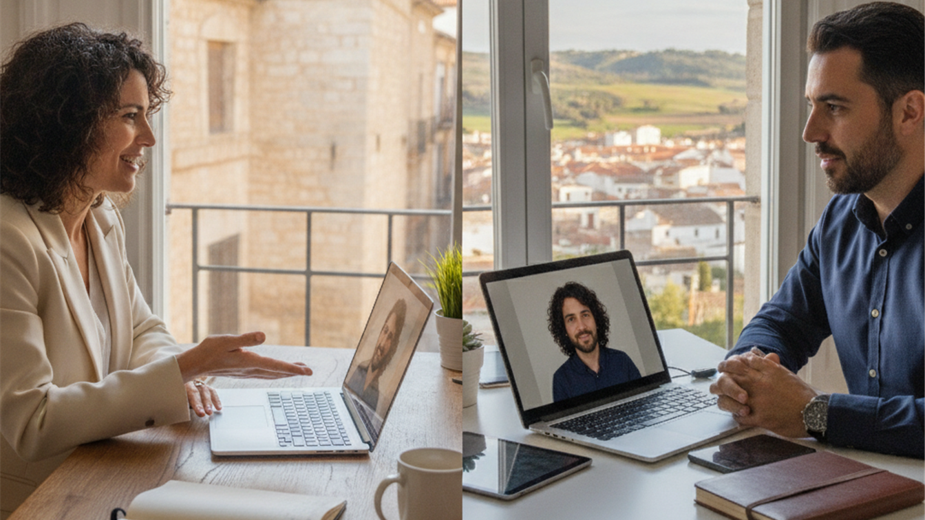 Videollamada de trabajo en remoto en España