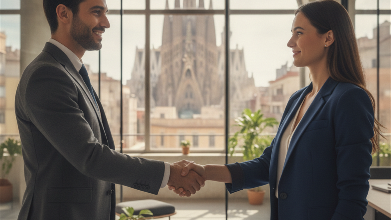 Entrevista de trabajo en oficina de Barcelona
