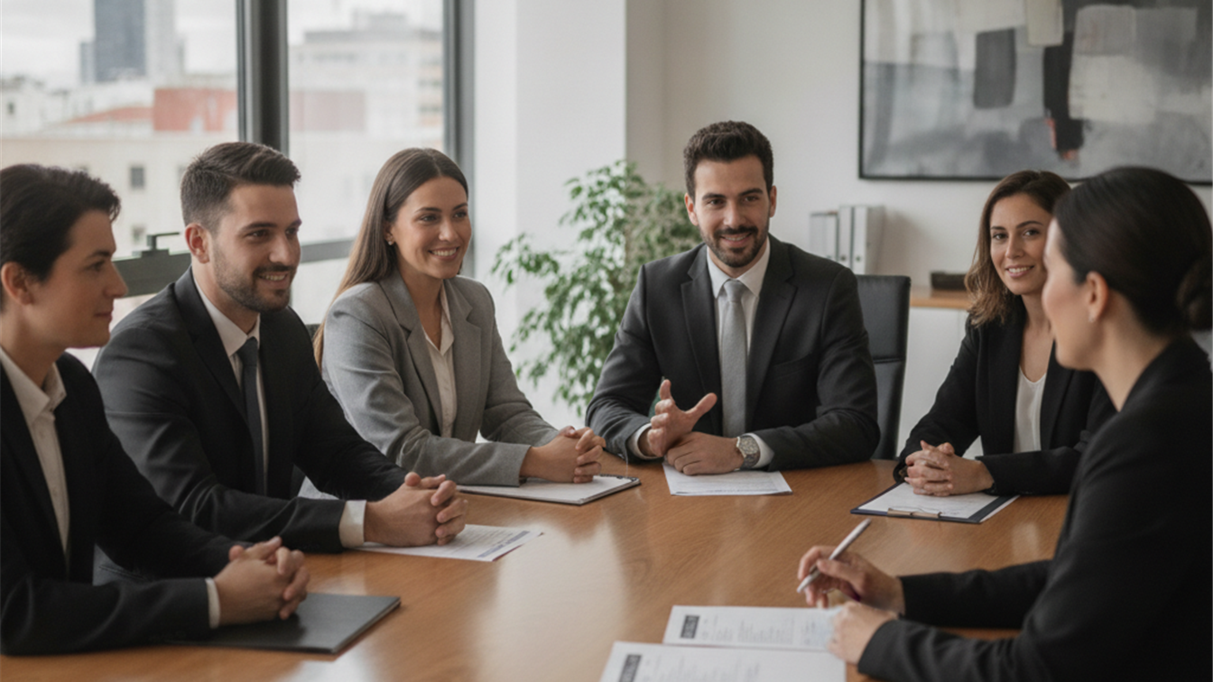 Profesionales en entrevista de trabajo en España, septiembre 2026