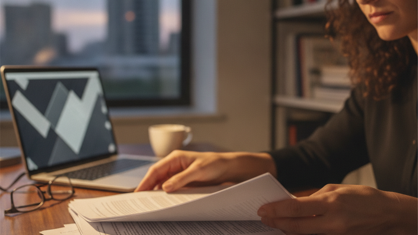 Profesional revisando ofertas de trabajo y documentos de empleo