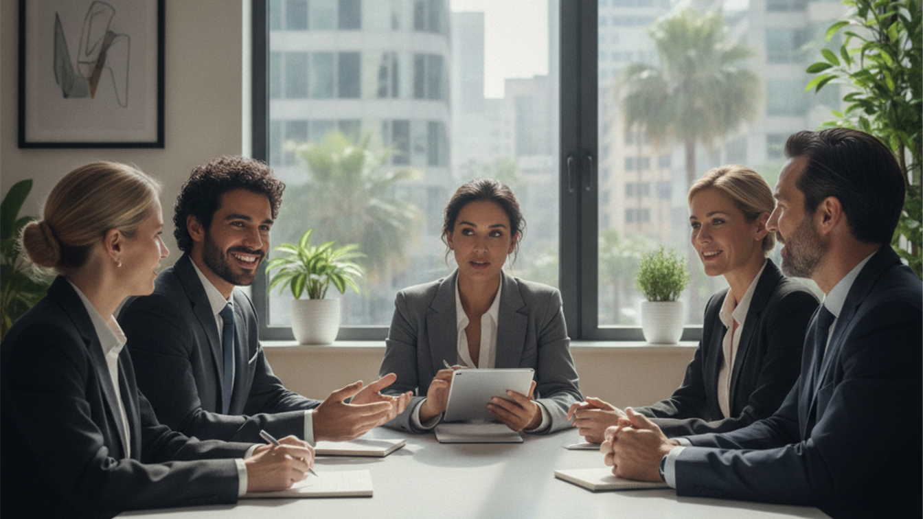Profesionales en entrevista de trabajo en Espana septiembre 2026