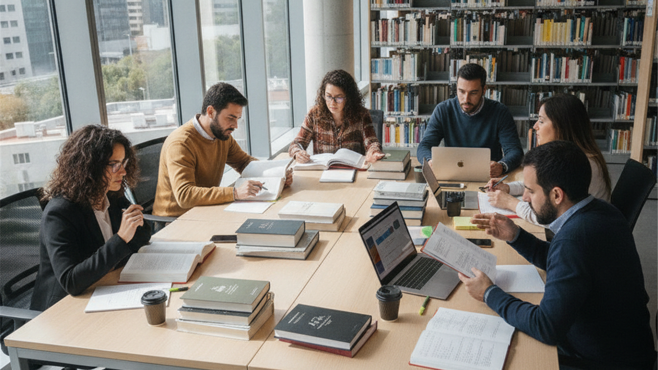 Opositores estudiando para acceder al empleo publico en Espana