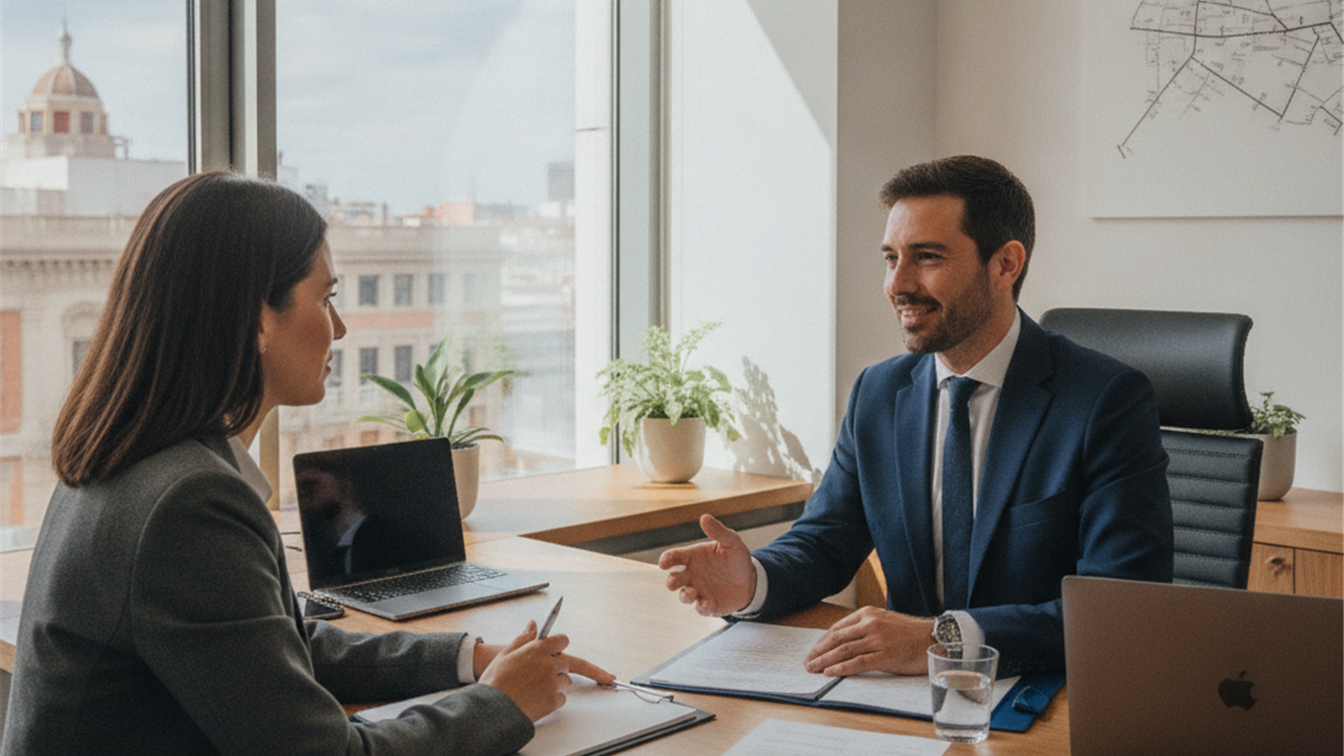 Entrevista de trabajo en oficina en Espana