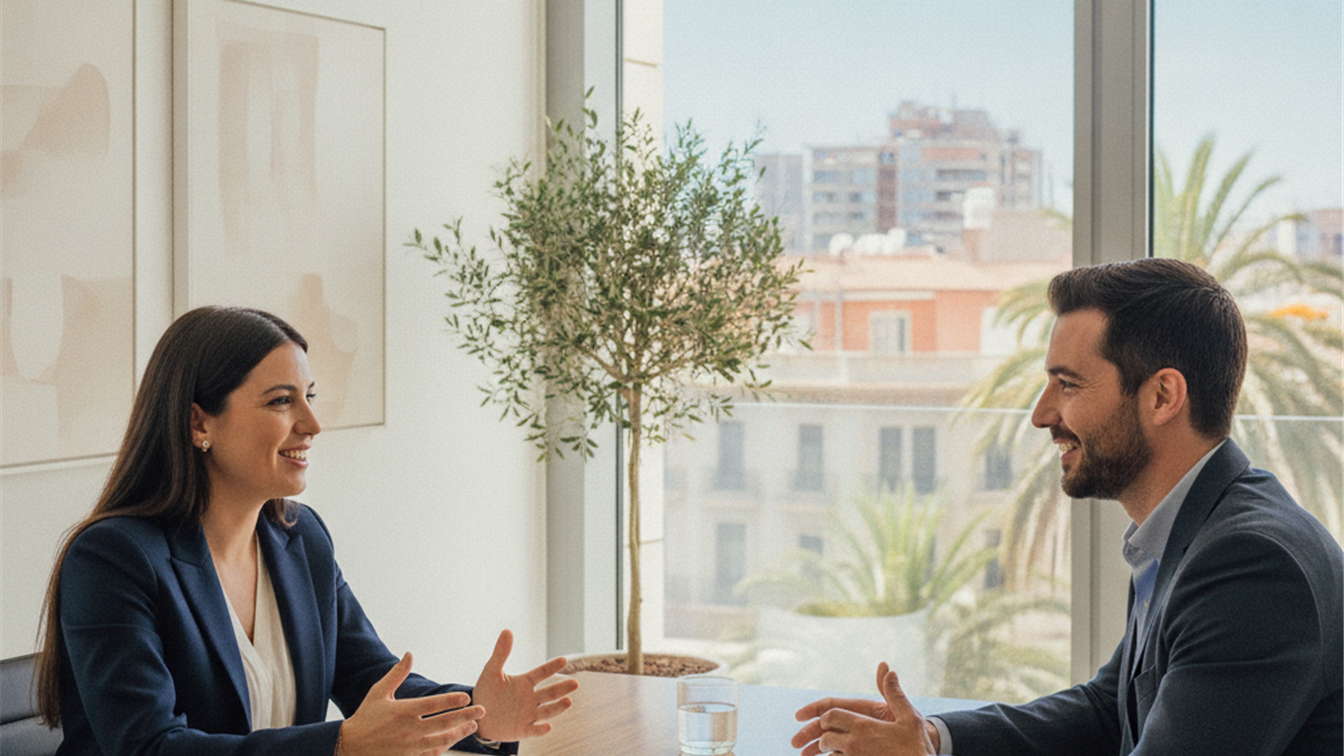 Personas en una entrevista de trabajo en España
