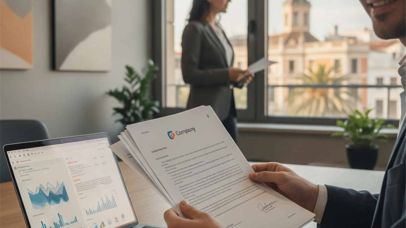 Profesional revisando documentos de un contrato de trabajo