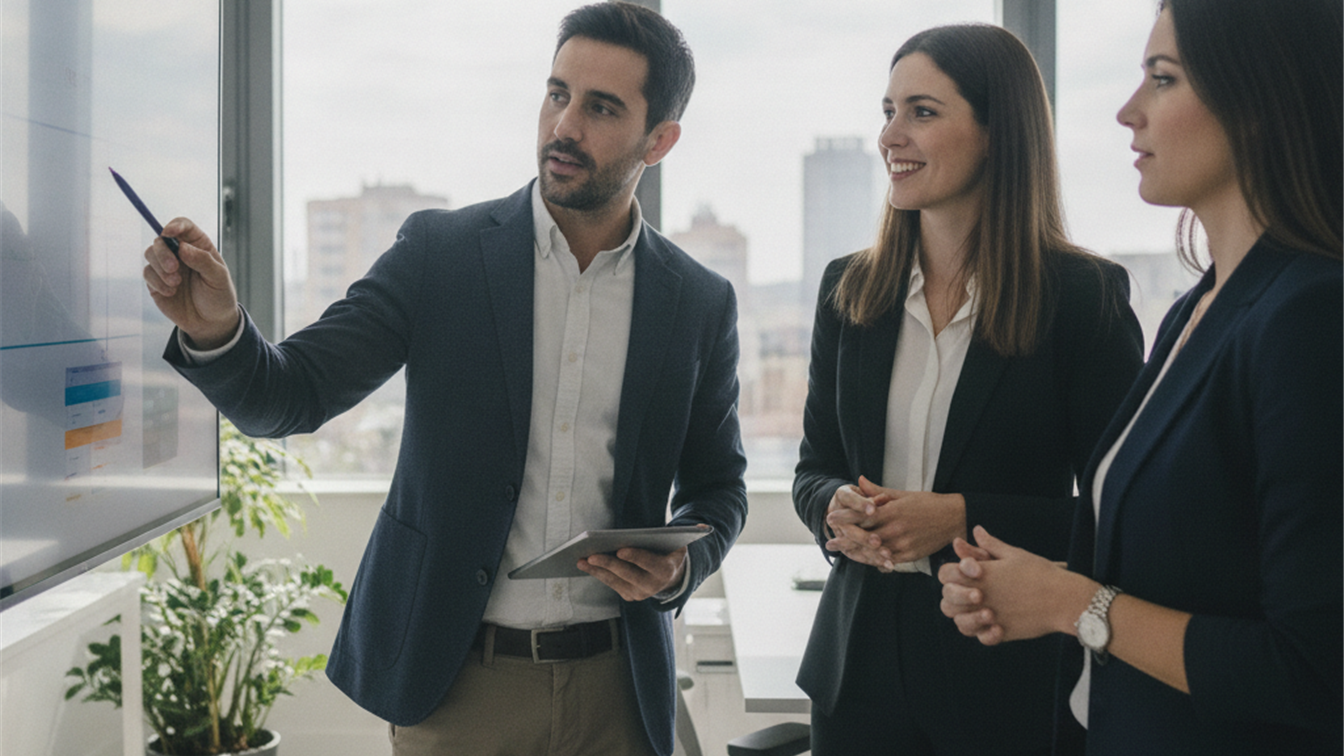 Profesionales de tecnología en entrevista de trabajo en España